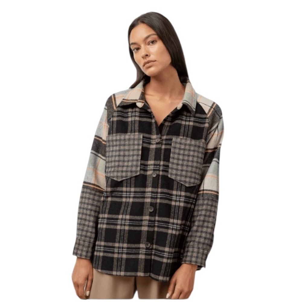 RAILS Ridley Jacket Mixed Mint Plaid Oversized Shirt Jacket Size Small - Picture 10 of 10